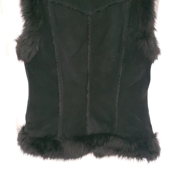 Express Black Leather and Faux Fur Sleeveless Collar Stylish Vest Size Small - Picture 15 of 16